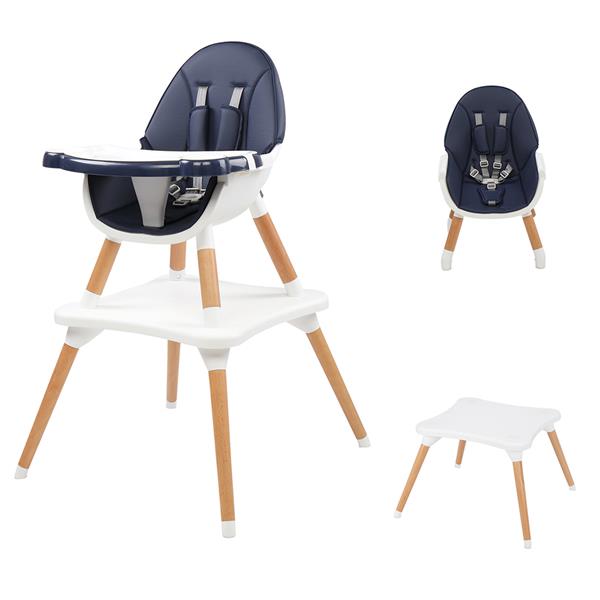 Children's High Dining Chair Detachable Two-In-One Table And Chair Navy Blue