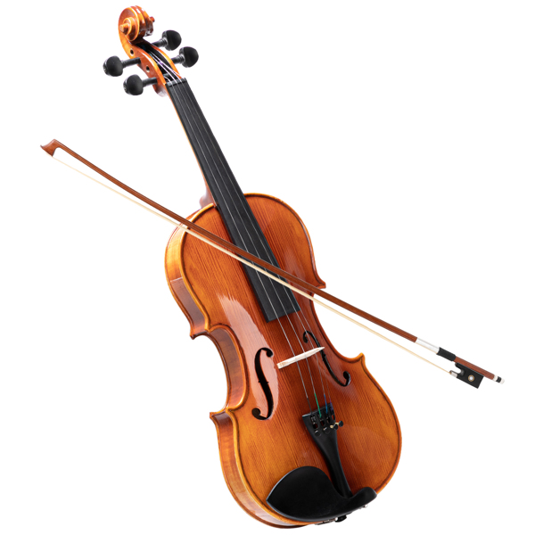 [Do Not Sell on Amazon] Glarry GV404  4/4 Acoustic Violin Kit Maple Pattern  Matt w/Square Case,  2 Bows, 3 In 1 Digital Metronome Tuner Tone GeneratorExtra Strings and Bridge