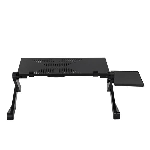 360-Degree Rotation Multifunctional Portable Folding Table with Fan &amp; Mouse Black