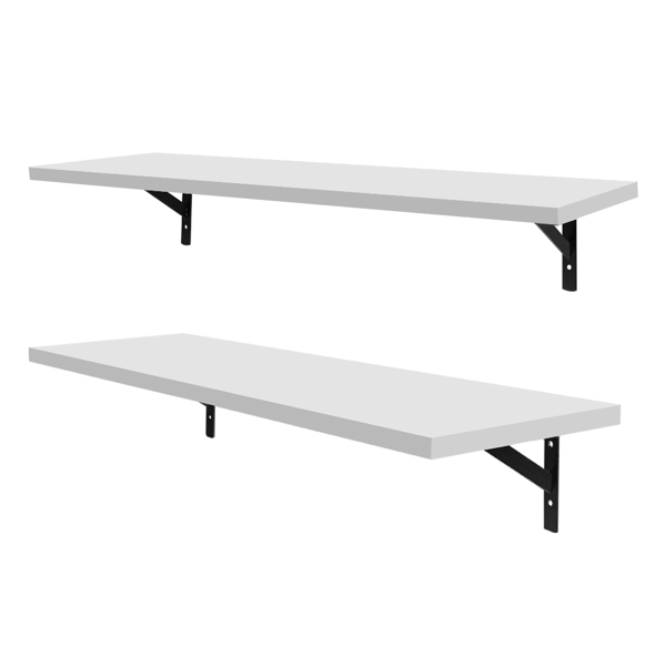 2 Display Ledge Shelf Floating Shelves Wall Mounted  with Bracket for Pictures and Frames Modern Home Decorative White