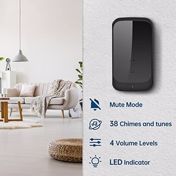 Doorbell Wireless, Waterproof Door Chime Kit Operating at over 1000 Ft with 2 Plug-In Receivers,115dB Mute Mode, 38 Melodies and Adjustable Volume, Door Bell for Home, Office, Store