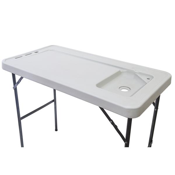 BXTY118 Outdoor Folding Multifunctional Fish Table Picnic Table with Spray Gun &amp; Faucet White