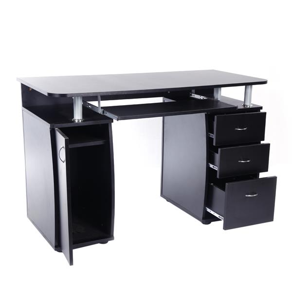 15mm MDF Portable 1pc Door with 3pcs Drawers Computer Desk Black