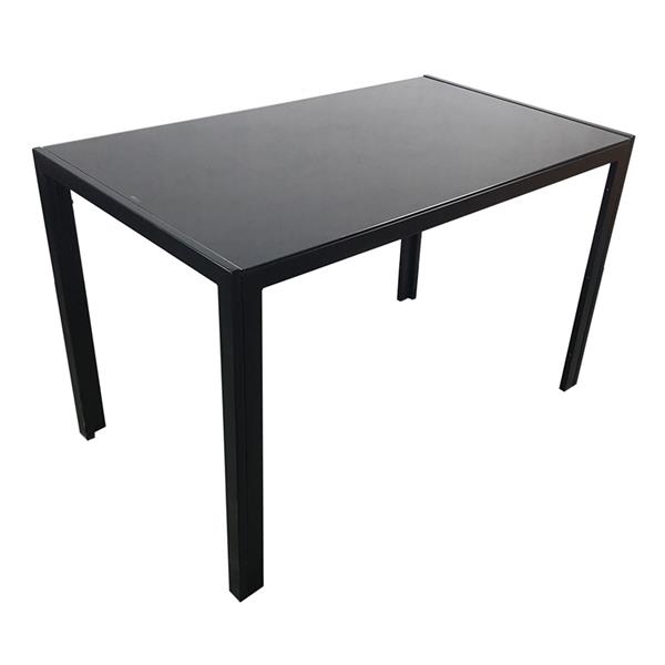 Simple Assembled Tempered Glass &amp; Iron Dinner Table Black
