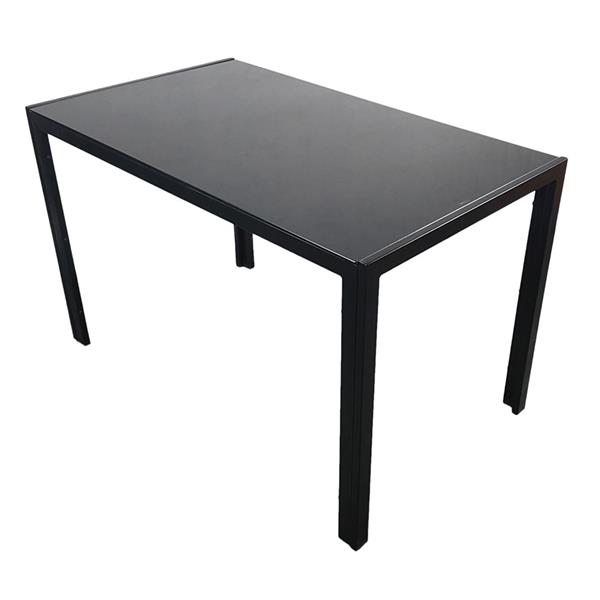 Simple Assembled Tempered Glass &amp; Iron Dinner Table Black