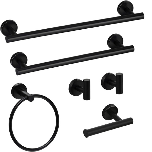 6  6 Piece Stainless Steel Bathroom Towel Rack Set Wall Mount