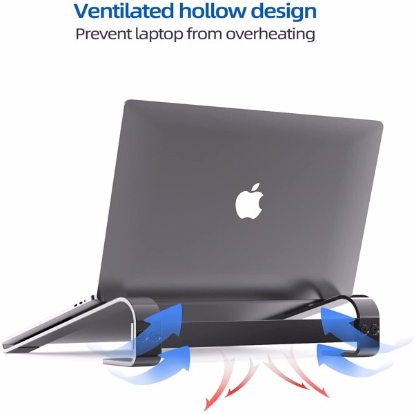 Laptop Stand, Aluminium Portable Removable Laptop Riser, Ventilated Detachable Ergonomic Laptop Holder Compatible with MacBook Notebook Air/Pro, HP, Dell All Laptops 10-18&quot;(Black)