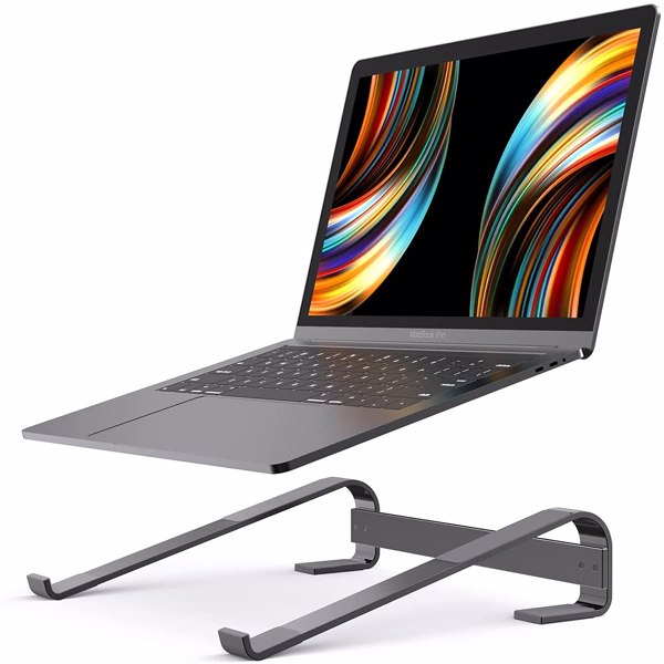 Laptop Stand, Aluminium Portable Removable Laptop Riser, Ventilated Detachable Ergonomic Laptop Holder Compatible with MacBook Notebook Air/Pro, HP, Dell All Laptops 10-18&quot;(Black)