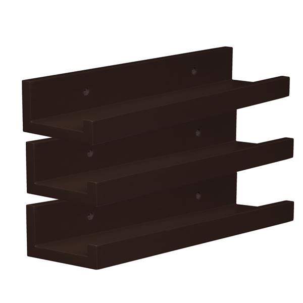 Set of 3 14-inch Floating Wall Shelves by Brown