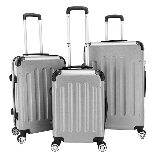 3-in-1 Portable ABS Trolley Case 20&quot; / 24&quot; / 28&quot; Gray