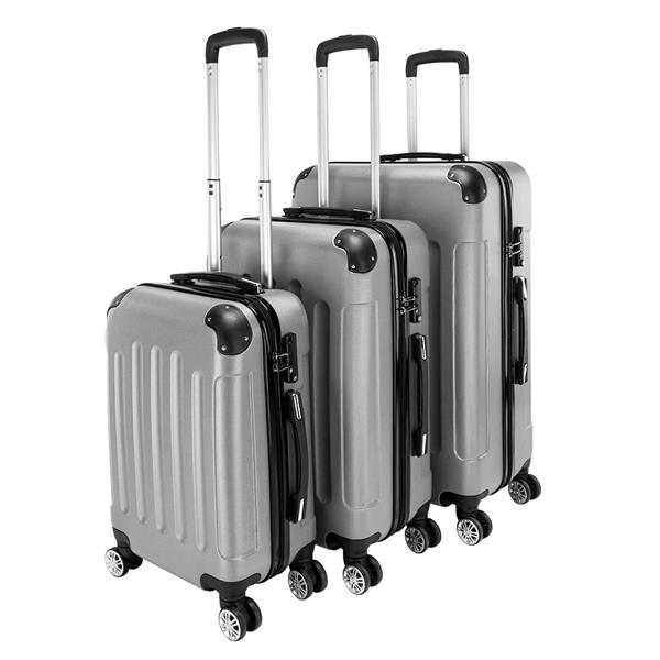 3-in-1 Portable ABS Trolley Case 20&quot; / 24&quot; / 28&quot; Gray