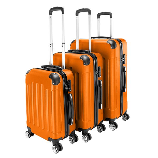 3-in-1 Portable ABS Trolley Case 20&quot; / 24&quot; / 28&quot; Orange