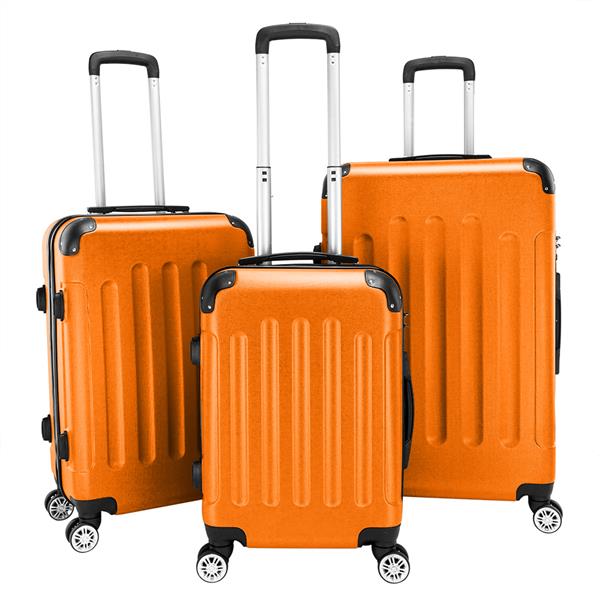 3-in-1 Portable ABS Trolley Case 20&quot; / 24&quot; / 28&quot; Orange