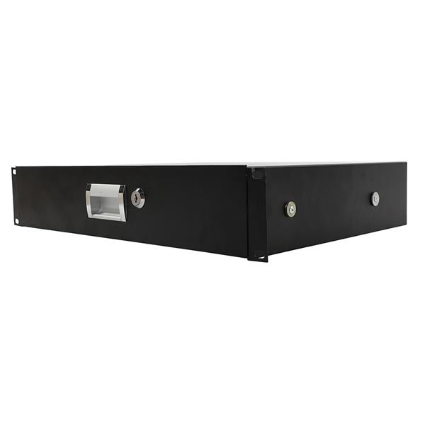 19&quot; 2U Steel Plate DJ Drawer Equipment Cabinet with Keys Black