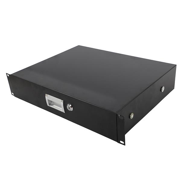 19&quot; 2U Steel Plate DJ Drawer Equipment Cabinet with Keys Black