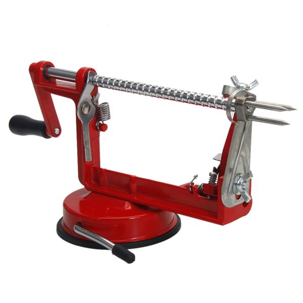 3-in-1 Stainless Steel Hand-cranking Apple Peeler Slicer Peeler Red