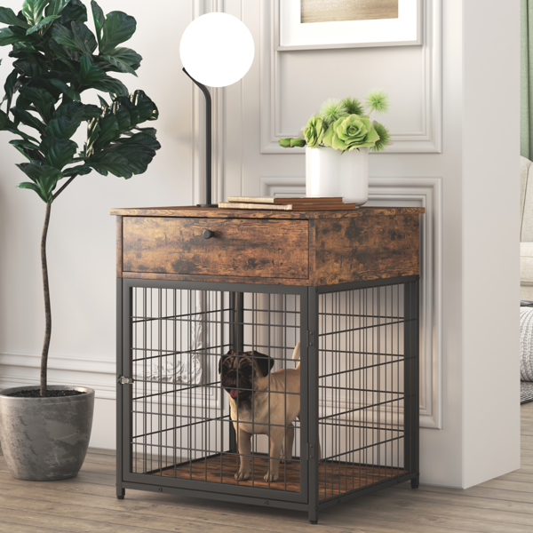 Furniture Dog Crates for small dogs Wooden Dog Kennel Dog Crate End Table, NightstandRustic Brown,19.69''W*22.83''D*26.97''H