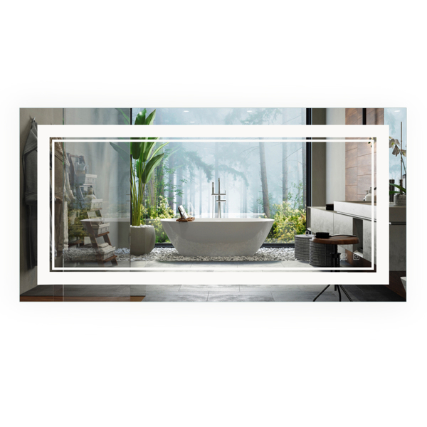 Smart LED Bathroom Mirror Two-Key Mode, Environmentally Friendly High-Definition Silver Mirror, Dimmable And Anti-Fog LED Light, The Mirror Is Wide And Narrow With Two Light-Emitting Frames