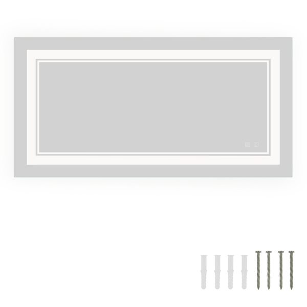 Smart LED Bathroom Mirror Two-Key Mode, Environmentally Friendly High-Definition Silver Mirror, Dimmable And Anti-Fog LED Light, The Mirror Is Wide And Narrow With Two Light-Emitting Frames