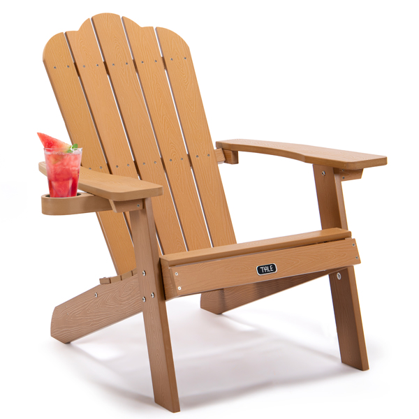 TALE Adirondack Chair Backyard Outdoor Furniture Painted Seating with Cup Holder Plastic Wood for Lawn Patio Deck Garden Porch Lawn Furniture Chairs BrownBanned from selling on Amazon