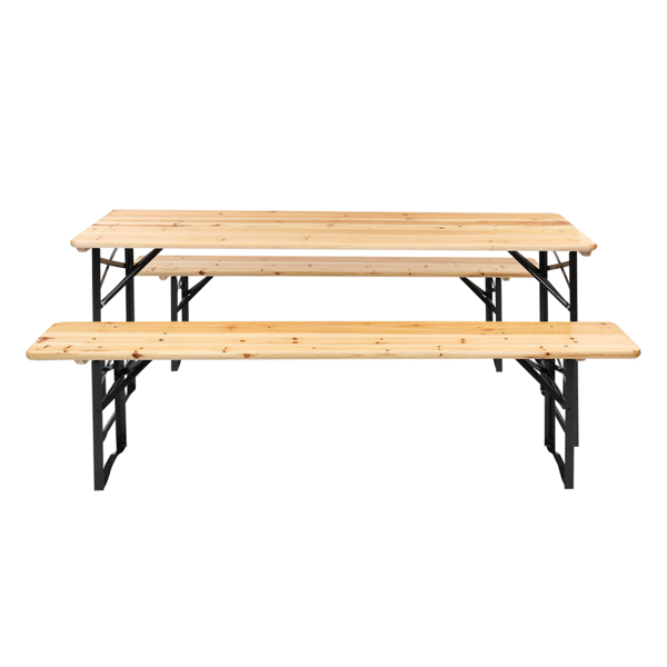 Picnic Combo 3PCS Set, 5.8FT Wood Table and Bench Set