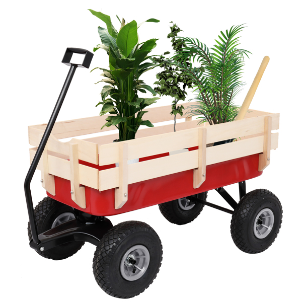 97x43x78cm Garden Iron Wood Four Wheel  Garden Wagon