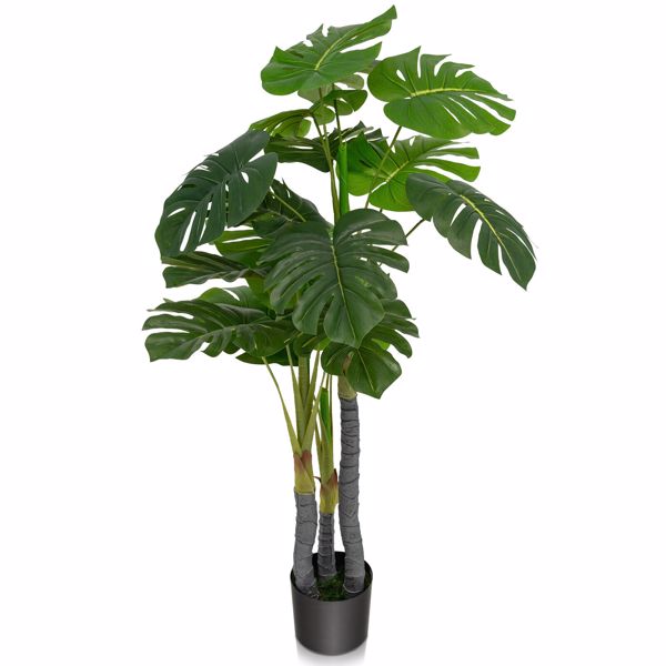 4 FT Artificial Tree Artificial Monstera Palm Tree Fake Plant for Indoor Outdoor