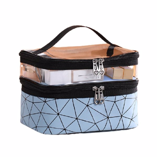 GITTOP - Double layer cosmetic storage bag - blue