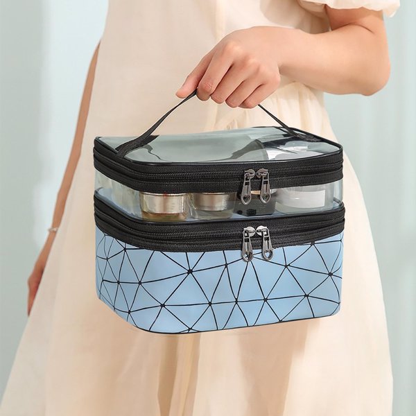 GITTOP - Double layer cosmetic storage bag - blue