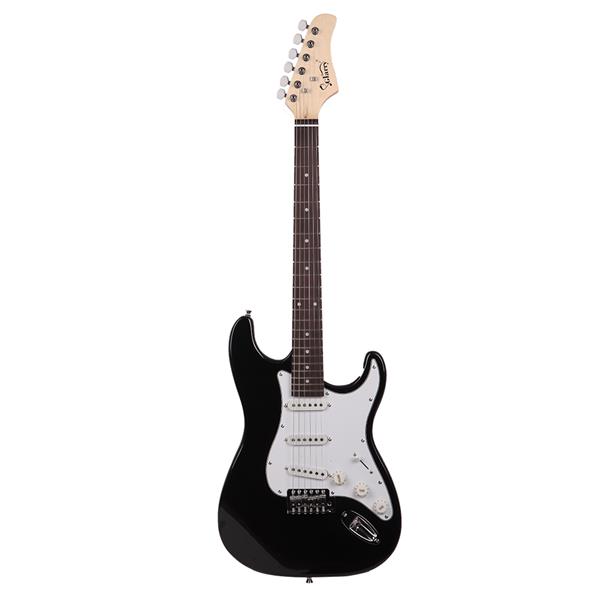 [Do Not Sell on Amazon]Glarry GST Rosewood Fingerboard Electric GuitarBagShoulder Strap Pick Whammy Bar Cord Wrench Tool Black &amp; White