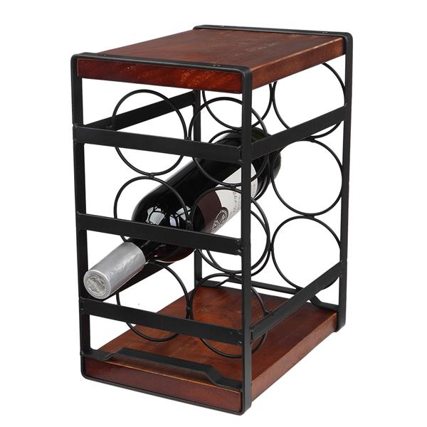 Rustic Wood Countertop Wine Rack 6 Bottles