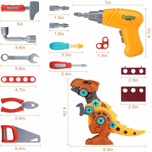 ( Amazon Banned)Take Apart Dinosaur Toys for Kids Toys Toolbox Construction Building  with Electric Drill, Dinosaur Toys Christmas Birthday Gifts Boys Girls