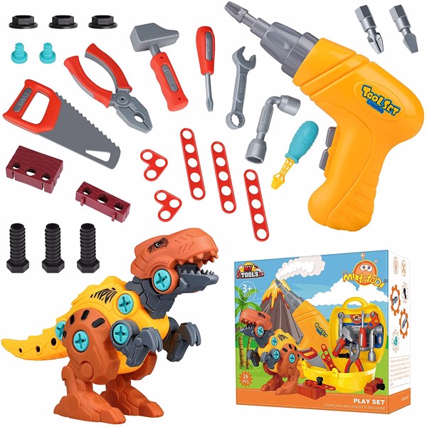 ( Amazon Banned)Take Apart Dinosaur Toys for Kids Toys Toolbox Construction Building  with Electric Drill, Dinosaur Toys Christmas Birthday Gifts Boys Girls