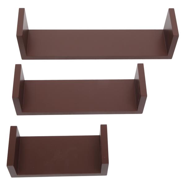 Set of 3 Floating Display Shelves Ledge Bookshelf Wall Mount Storage Home Dcor Brown