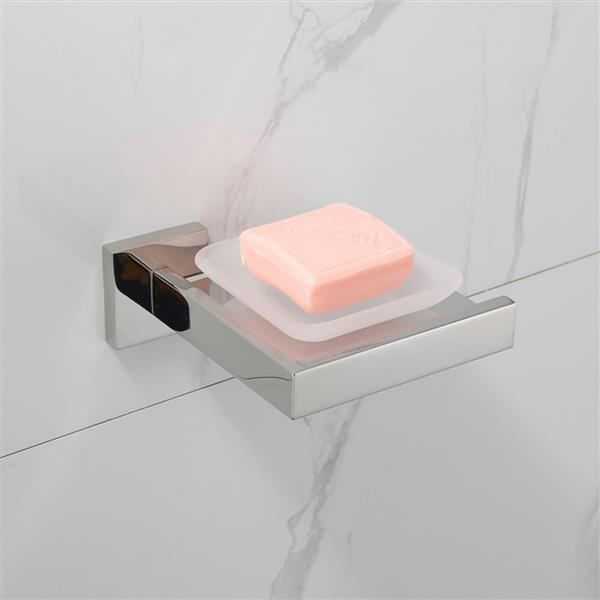 Bright Polishing Soap Dish Rust-Proof 304 Stainless Steel Square Soap Holder with Removable Dish Silver Bathroom Accessories Soap Dispenser KJ71507YIN