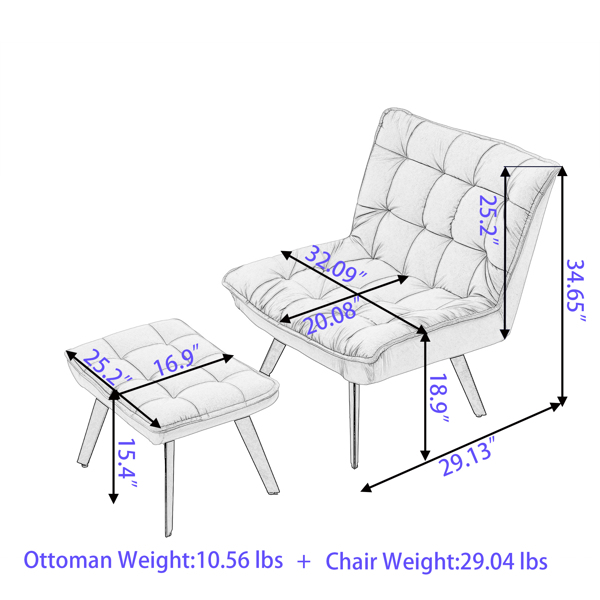 Modern Soft Teddy Fabric Material Large Width Accent Chair Leisure Chair Armchair TV Chair Bedroom Chair With Ottoman Black Legs For Indoor Home And Living Room,White