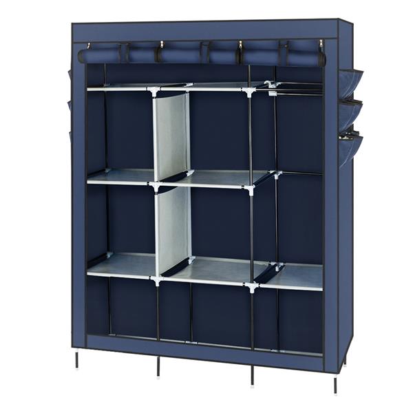 69&quot; High-leg Non-woven Fabric Assembled Cloth Wardrobe Dark Blue