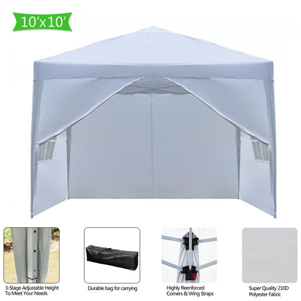 3 x 3m Two Doors &amp; Two Windows Practical Waterproof Right-Angle Folding Tent White