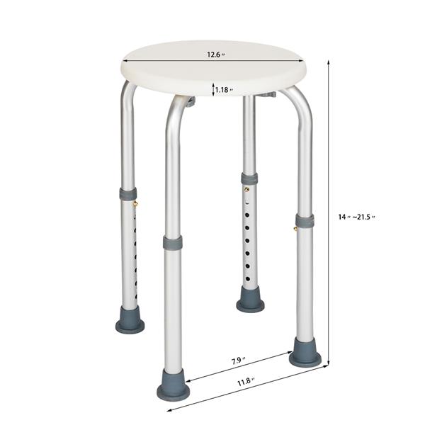 8 Levels Adjustable Aluminum Alloy Elderly Round Shower Stool