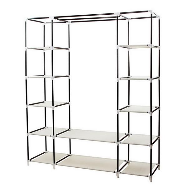 69&quot; Portable Clothes Closet Wardrobe Storage Organizer with Non-Woven Fabric Quick and Easy to Assemble Extra Strong and Durable Beige