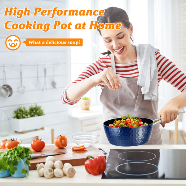 Induction Saucepan with Lid, 20cm/ 1.8L Milk Pan Non Stick Saucepan, Aluminum Ceramic Coating Cooking Pot - PFOA Free with Stainless Steel Handle, Suitable for All Hobs Types