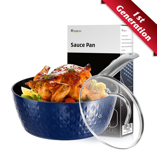 Induction Saucepan with Lid, 20cm/ 1.8L Milk Pan Non Stick Saucepan, Aluminum Ceramic Coating Cooking Pot - PFOA Free with Stainless Steel Handle, Suitable for All Hobs Types