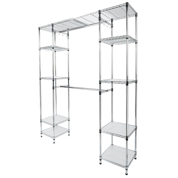 Custom Closet Organizer Shelves System Kit Expandable Clothes Storage Metal Rack