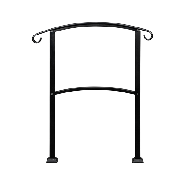 1pcs Artisasset Outdoor 1-3 Steps Adjustable Wrought Iron Handrails Black