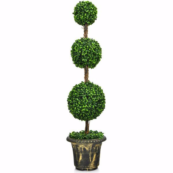 4FT Artificial Topiary Triple Ball Tree Plant Indoor Outdoor UV Resistant
