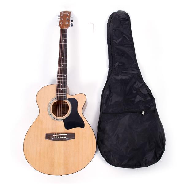 [Do Not Sell on Amazon]Glarry GT306 39 inch Spruce Front Cutaway Folk Guitar with Bag &amp; Board &amp; Wrench Tool Glossy Edge Bur