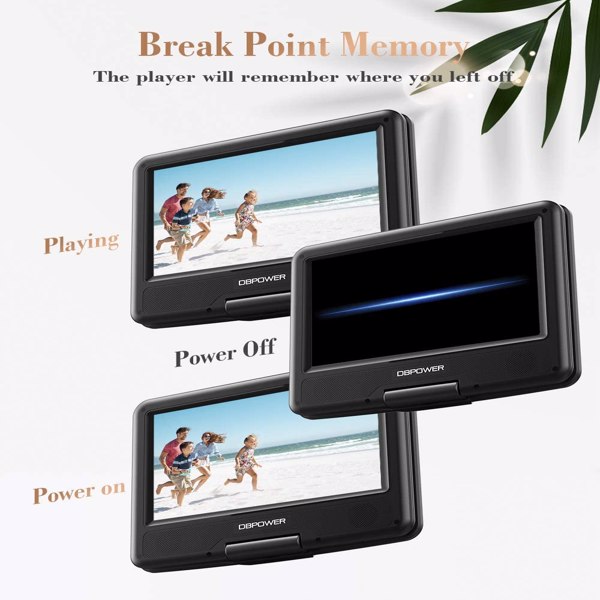 DBPOWER 11.5&quot; Portable DVD Player, 5-Hour Built-in Rechargeable Battery, 9&quot; Swivel Screen, NS-958 Black