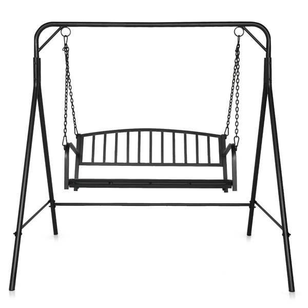 176*128*180cm Flat Top 250kg Garden Iron Swing Frame Black