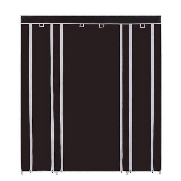69&quot; Portable Clothes Closet Wardrobe Storage Organizer with Non-Woven Fabric  Quick and Easy to Assemble  Extra Strong and Durable Dark Brown