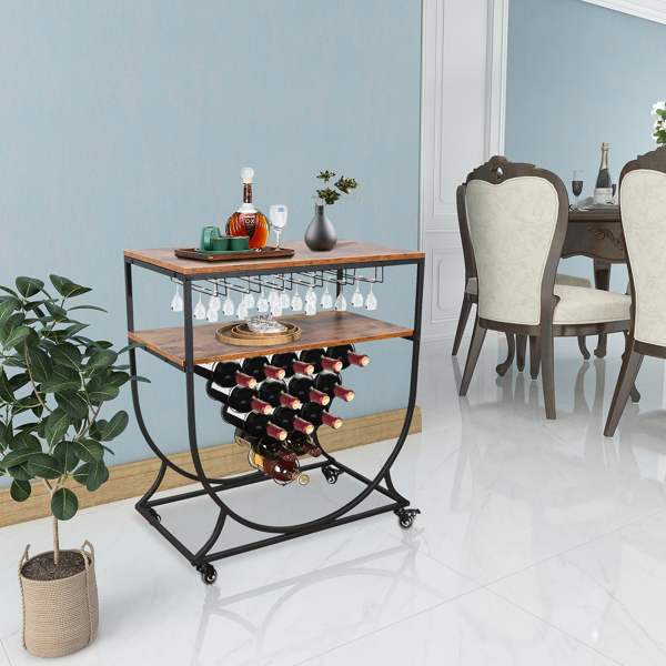 Wine Rack Cart with Glass Holder